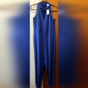 Ashley Stewart Blue Sleeveless Pant Jumpsuit.